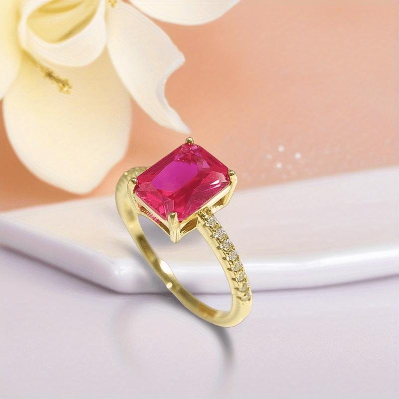 3 Carat 925 Silver Artificial Gemstones Ring, Rectangular Design
